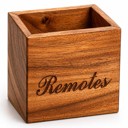 Handcrafted Wooden Remote Control Holder Organizer Stand For Bedside Table Desk Recliner Couch Remotes Handy Space Saving Home Media Organizer Remote Caddy Rack For TV Housewarming Gift Idea