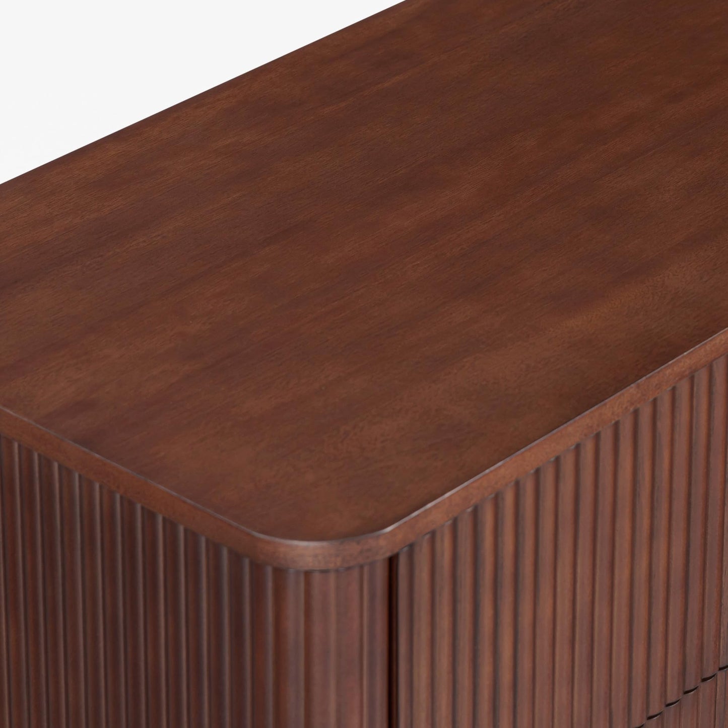 Teamson Home 30'' W Large Storage 5-Drawer Dresser Push to Open Modern Scandinavian with Rounded Edges and Reeding Pattern Bedroom Furniture Clothing Chest in Warm Walnut Finish