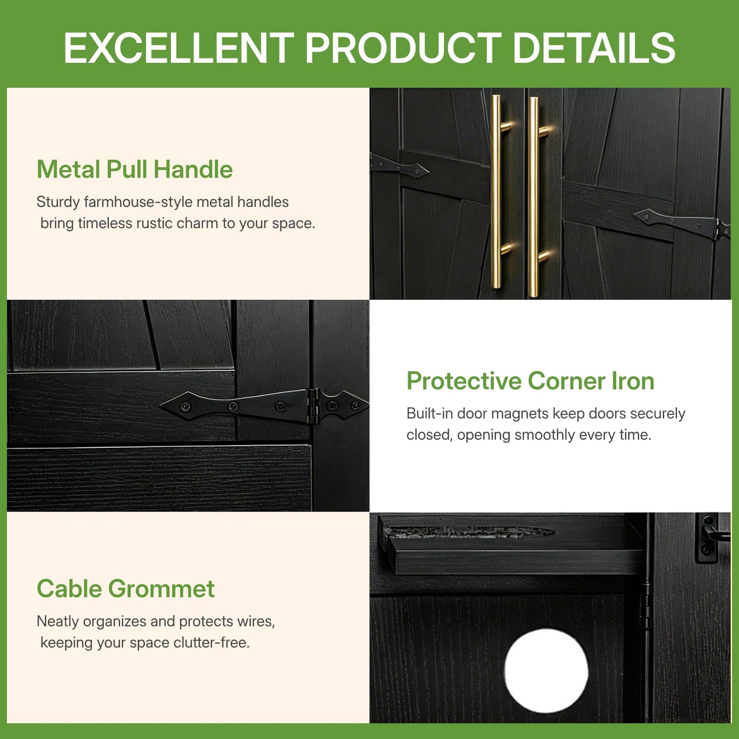 NORTHSKY 55" Wooden Broom Closet, Tall Storage Cabinet for Vacuum Cleaner&Mops, Compatible with Dyson, Utility Cabinet w/4 Shelves&Hanging Rod, Freestanding Organizer for Laundry,Garage,Home,Office