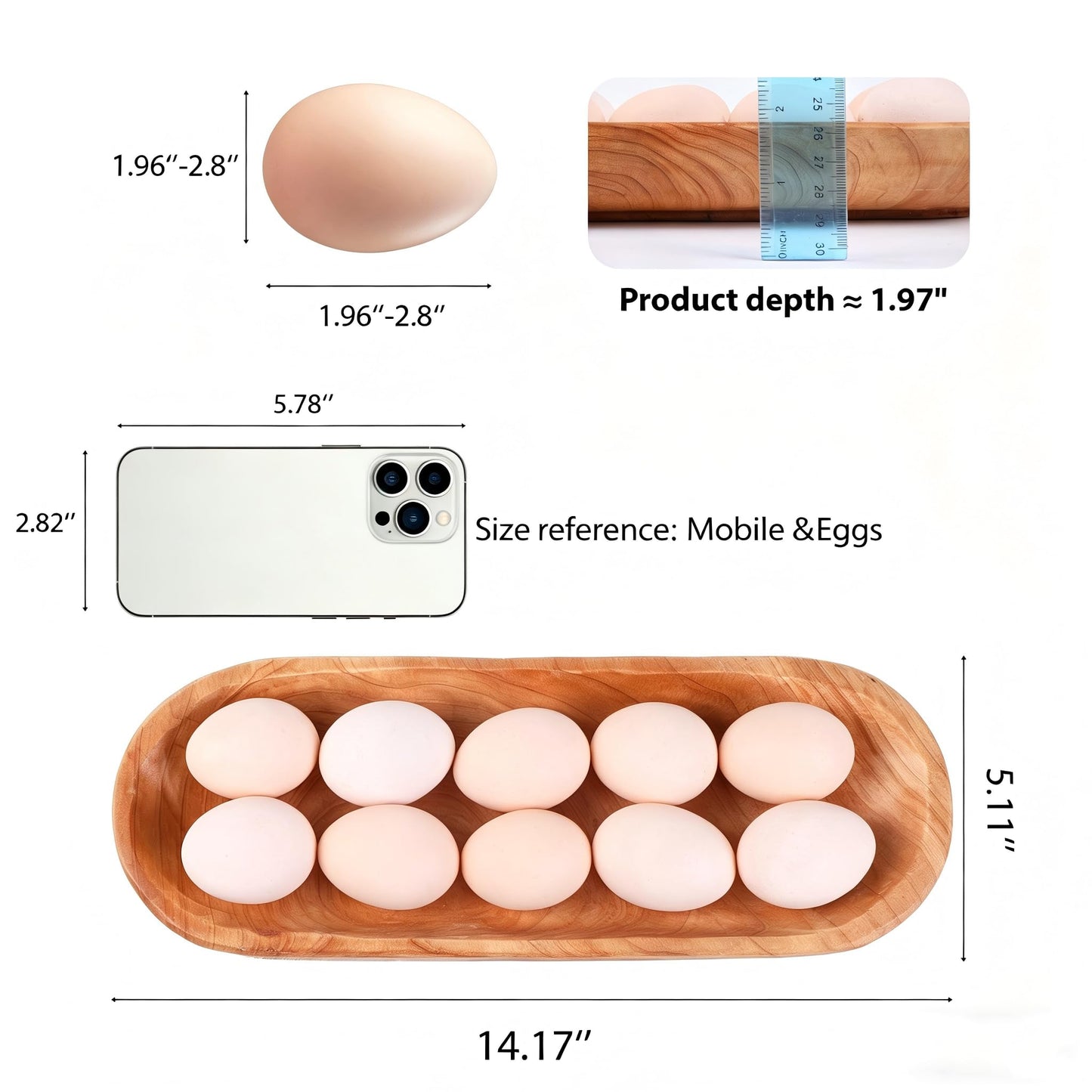 Wenrulgar 14.17" Middle Decorative Tray Wooden Fruit Bowl For Decor Oval Rustic Wooden Candle Holder Key Candy Tray For Decor Entry Table Kitchen Centerpiece