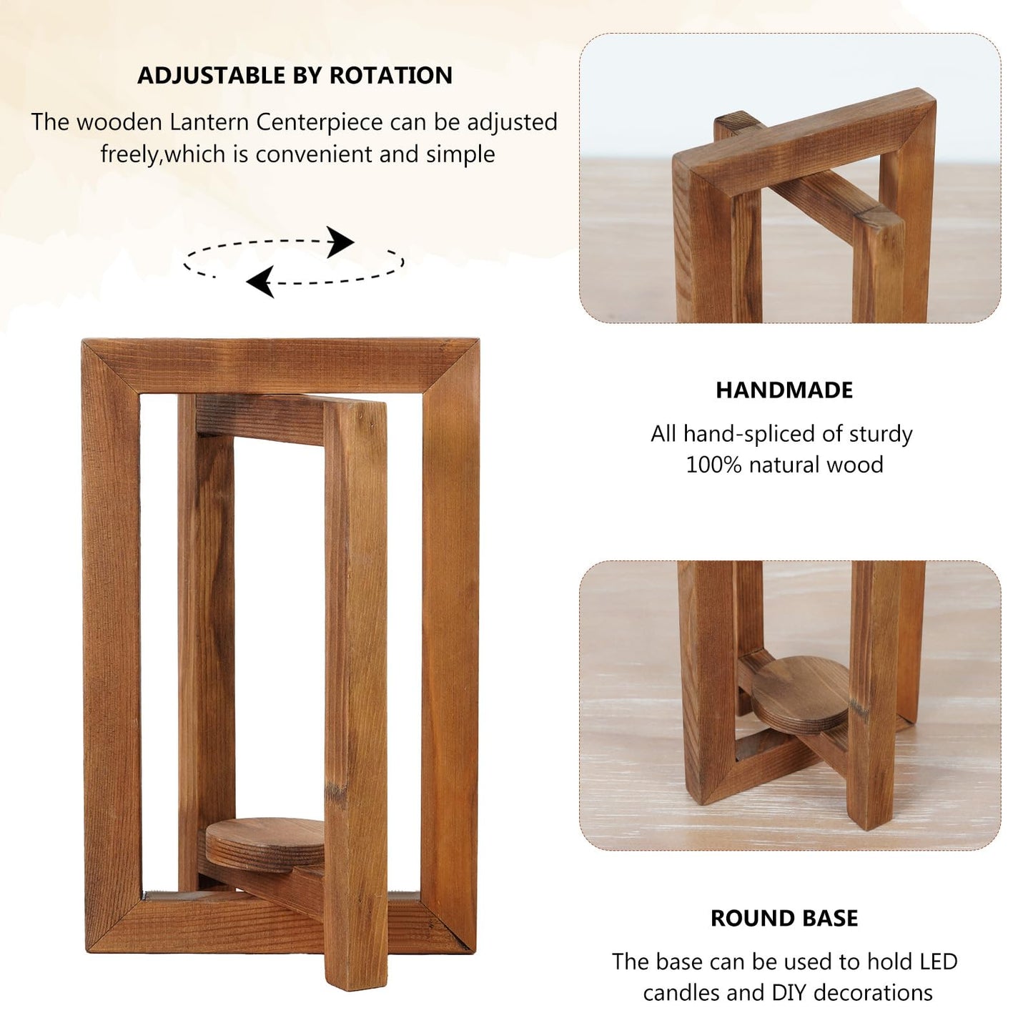 OurWarm 10Pcs Wedding Centerpieces for Tables, Foldable Centerpiece Table Decorations Center Pieces Decoration for Table, Rustic Wood Lantern Centerpieces for Tables Wedding Party Table Decor (Brown)
