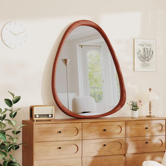 ZHUNFA Wooden Framed Vanity Mirror, 17×28 Inch Wall Mirror for Bathroom