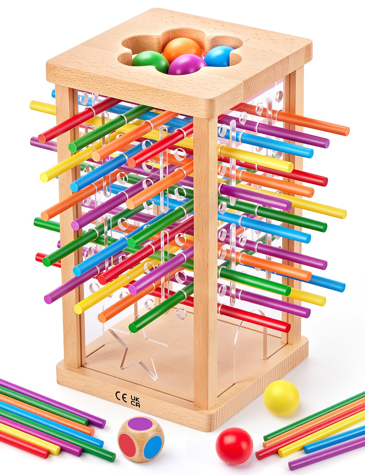 Montessori Wooden Board Game for Kids 4-6，Math Educational, Fine Motor Skills Toy for 3+ Year Olds Girls Boys, Classic Table Game for Family Night Gift for Boys and Girls