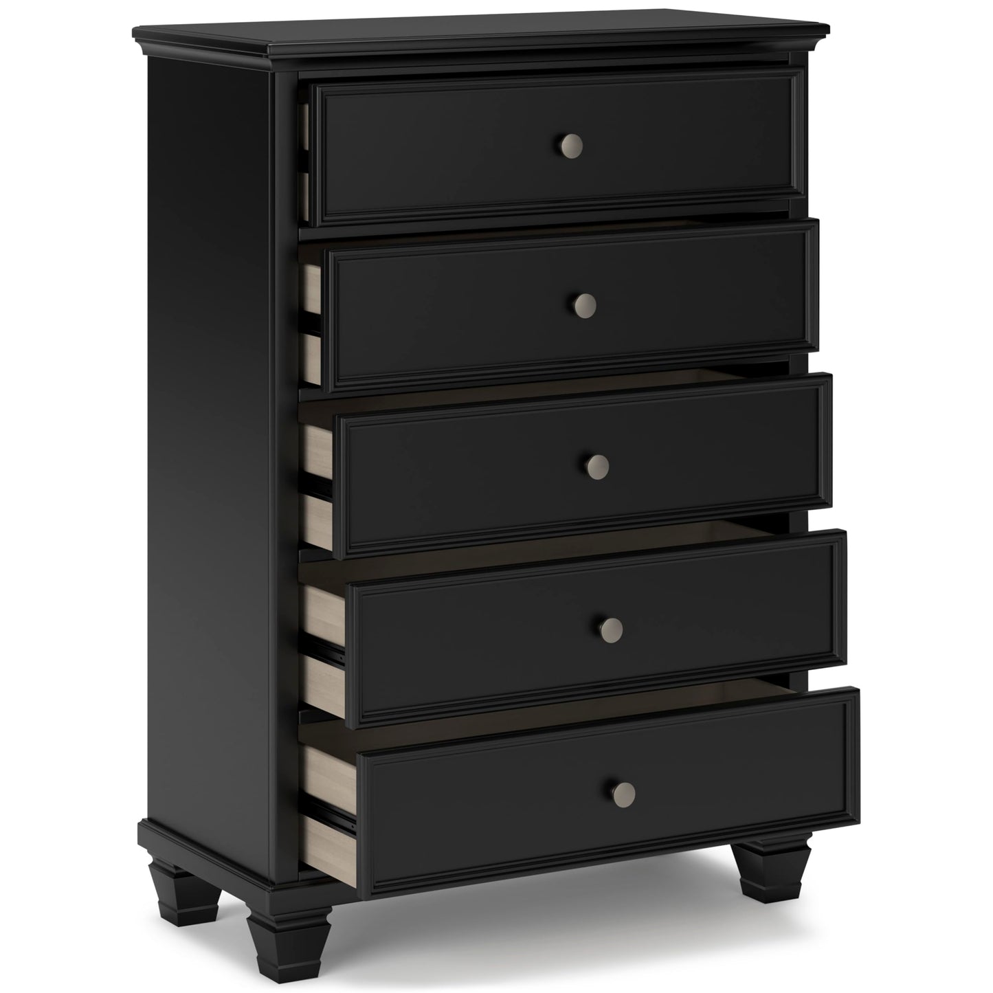 Signature Design by Ashley Lanolee Black Chest of Drawers, Tall Dresser, 5-Drawer Wooden Dresser for Bedroom, 36" W x 17" D x 50" H