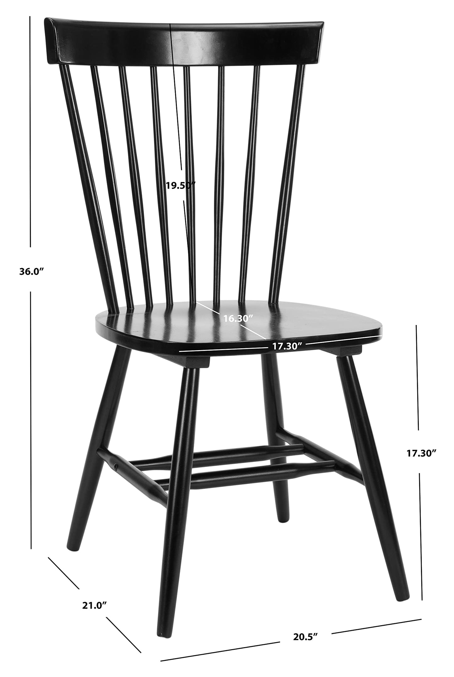 SAFAVIEH Furniture - Parker Spindle Dining Chair Set of 2 - Black - Solid Wood - Classic Windsor Design - Ideal for Dining Room, Kitchen, 17.3" Seat Height (AMH8500B-SET2)