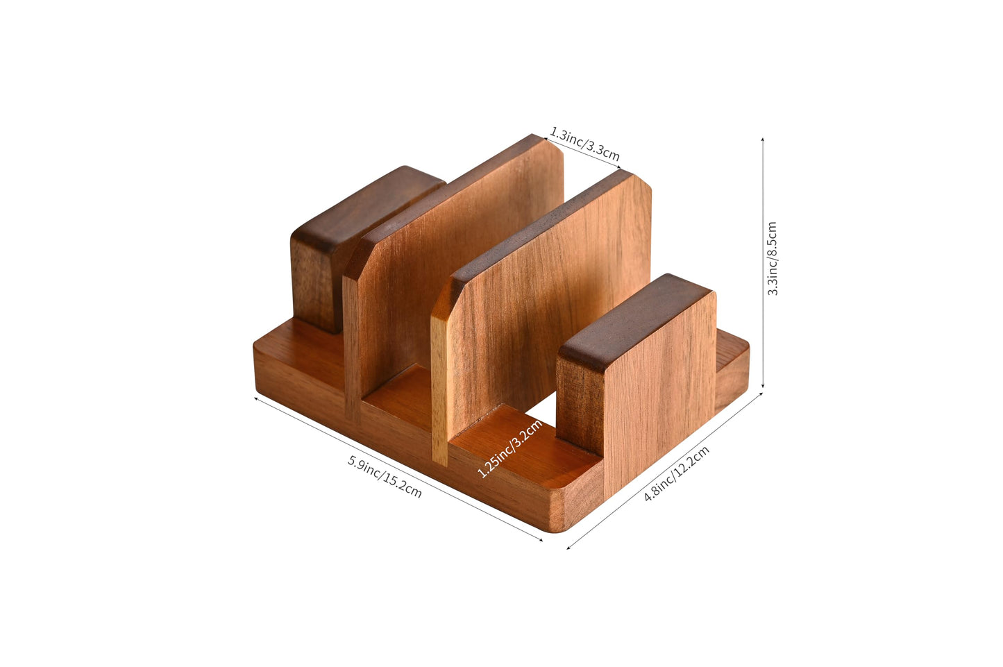 Fox Run Acacia Wood Cutting Board Holder, 3 Slot Cutting Board Organizer