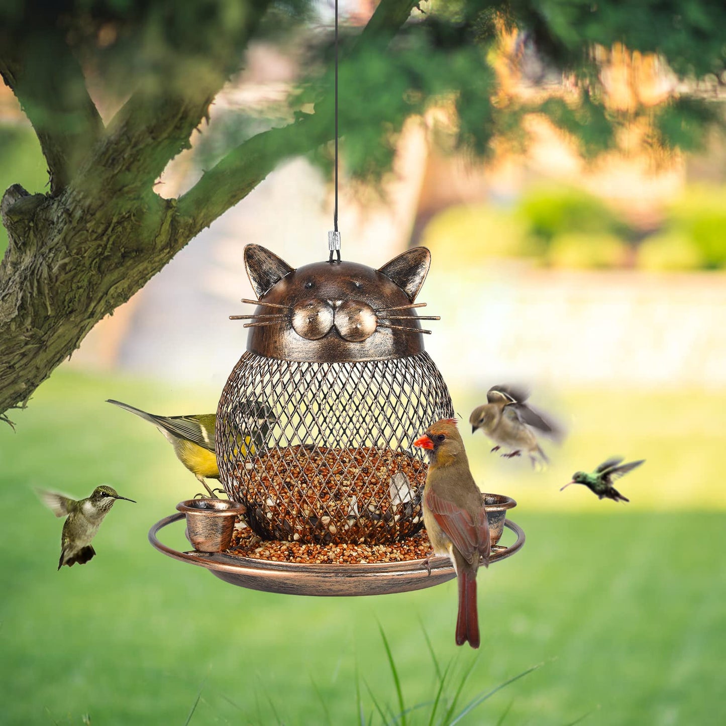Bird Feeders for Outdoors, Heavy Duty Metal Wild Bird Feeder, Finch Bird Feeder Sparrow Birdfeeder for Garden Yard Hanging Decor