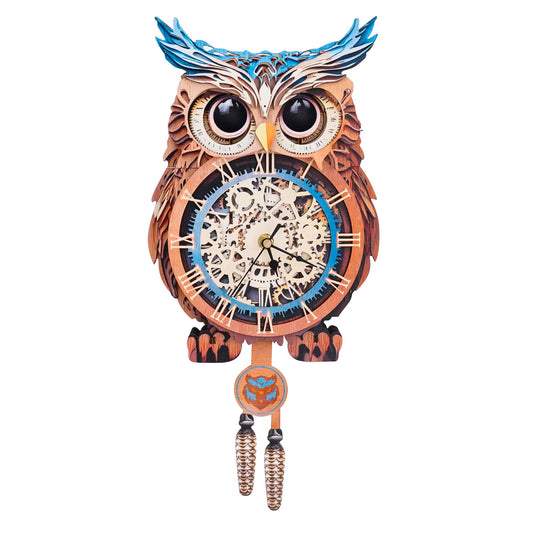 3D Wooden Puzzles for Adults Owl Clock - Model Building Kit ‌‌Clock Puzzle Creative Craft Gift Home Deco for DIY Enthusiasts, Brain Teaser Building Set Birthday Gifts