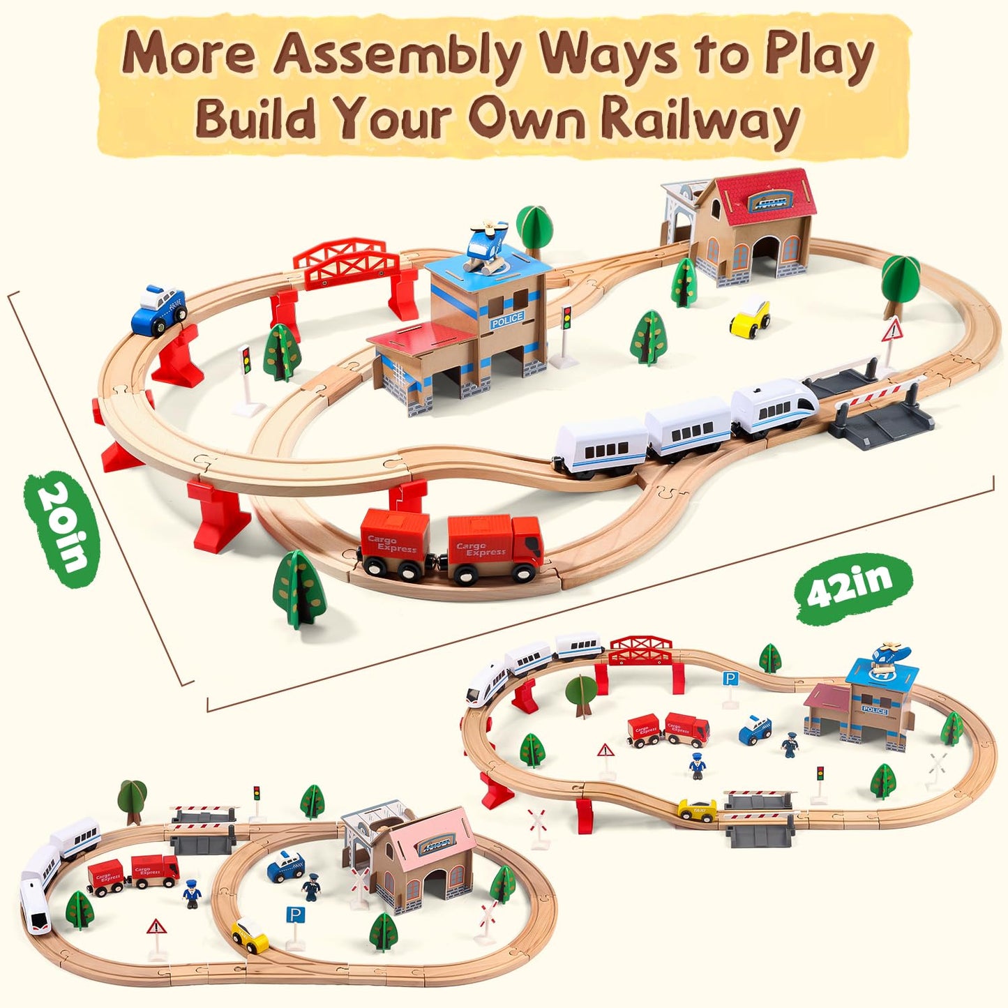 Electric Toddler Wooden Train Set Toy, 88 PCS Train Track Toys for 3 4 5 Years Old Kids, Boys and Girls