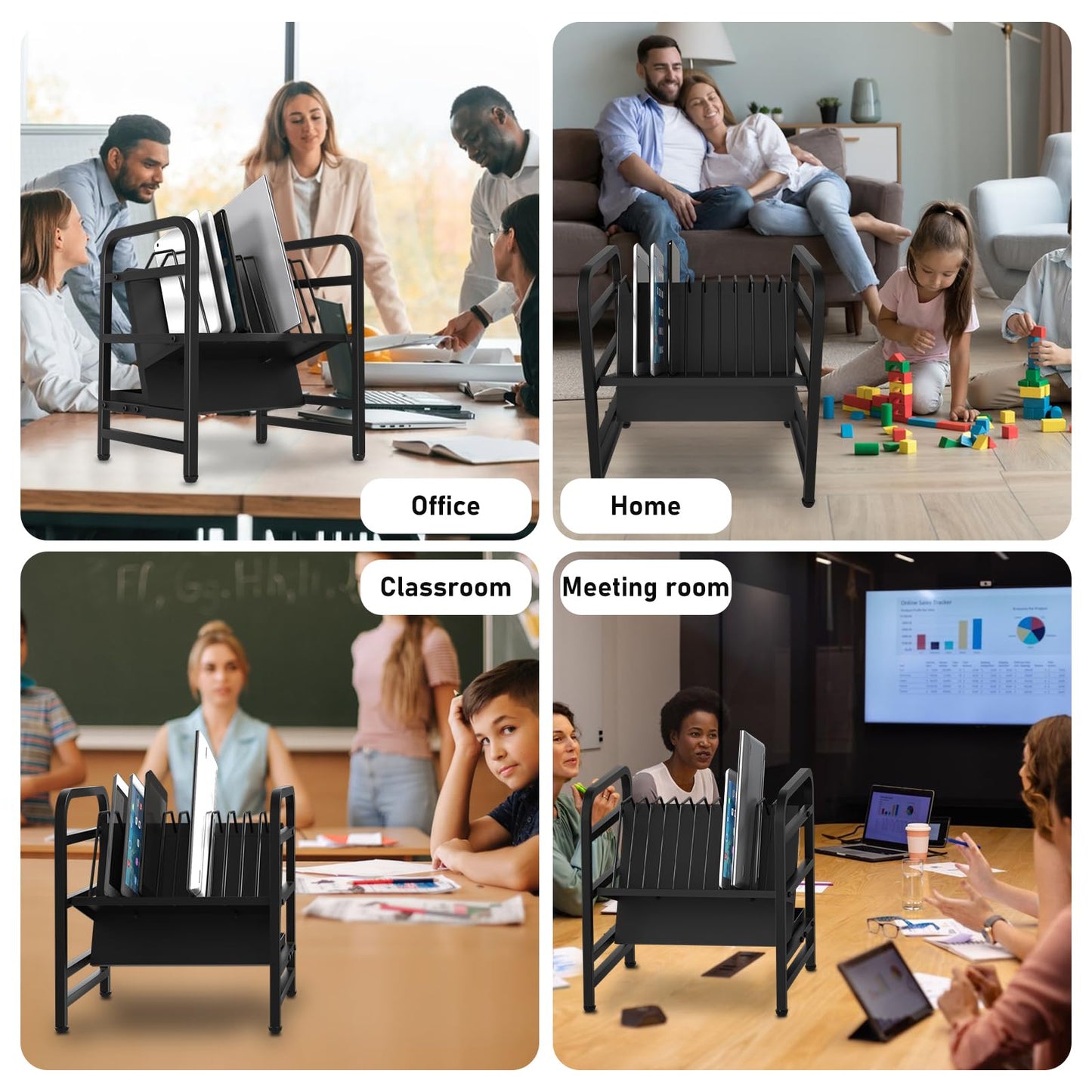 Moricher Chromebooks Charging Station 12-Slot Open Charging and Storage Rack with Leveling Feet for iPads, Tablets and Laptop Computers – Ideal for Classrooms, Offices, and Libraries