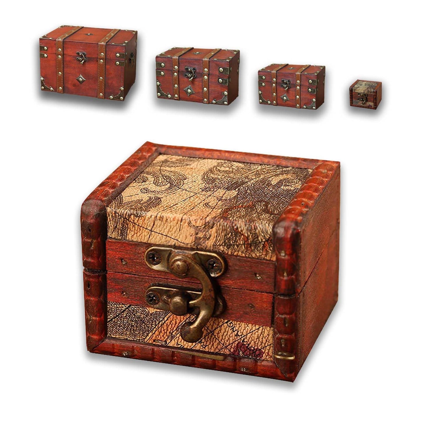 GemJelry Wooden Jewelry Box, Classical Wood Jewlery Box Jewelery Storage Box Case Holder Jewellery Chest Mom Gifts Antique Trinket Organizer Treasure Box for Women Girls Ring Necklace Earring