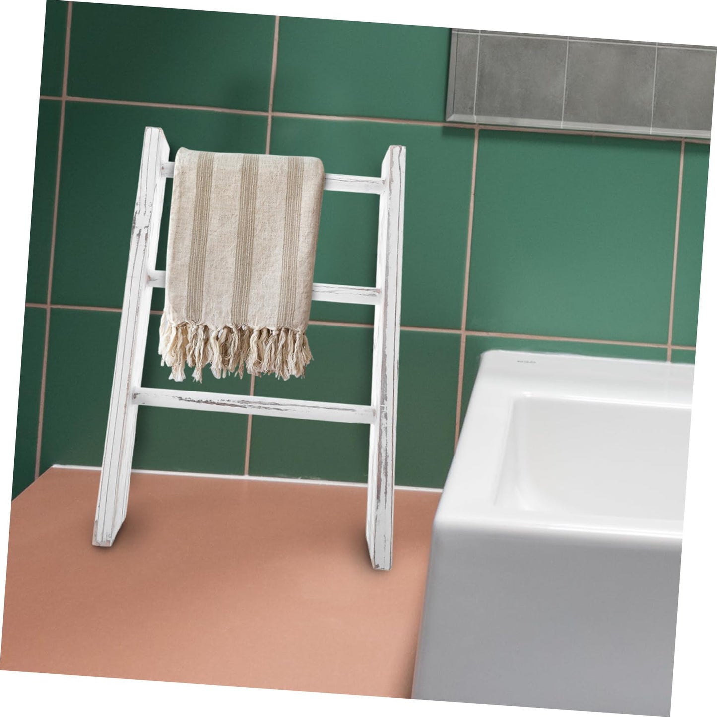 TOPPERFUN Mini Towel Rack Ladder Elegant Finish Decorative Display for Country Bathroom Decor and Kitchen Counter Multifunctional Miniature Ladder for Easy Access to Tea Towels