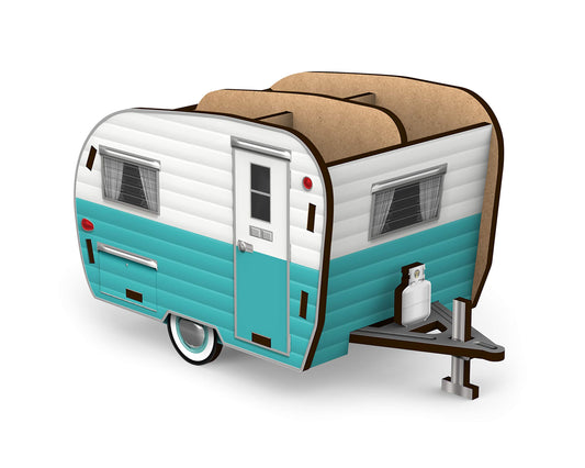 Genuine Fred HAPPY CAMPER Vintage Camper Pencil Holder, White and Blue, Retro Desk Organizer- Great Gift for Coworkers and Travel Enthusiasts - Functional Desk & Cubicle Accessory