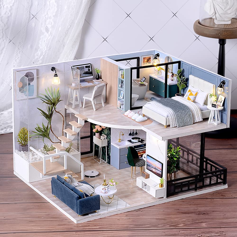 CUTEBEE DIY Dollhouse Miniature with Furniture, DIY Wooden Dollhouse Kit Plus Dust Proof and Music Movement, Creative Room for Valentine's Day Gift Idea(Cozy Time) (Magic House)