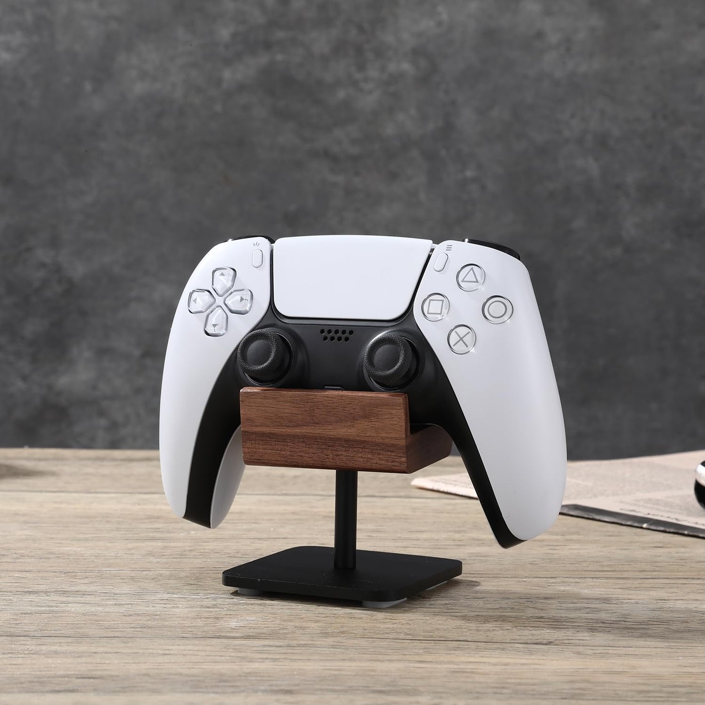 NIRVASH Walnut Controller Holder for Desk – Premium Wood Gaming Controller Stand for Xbox, PS5, PS4, Cool Gamer Gifts for Men, Husband, Boyfriend, Gaming Room Organizer(2 Pack)