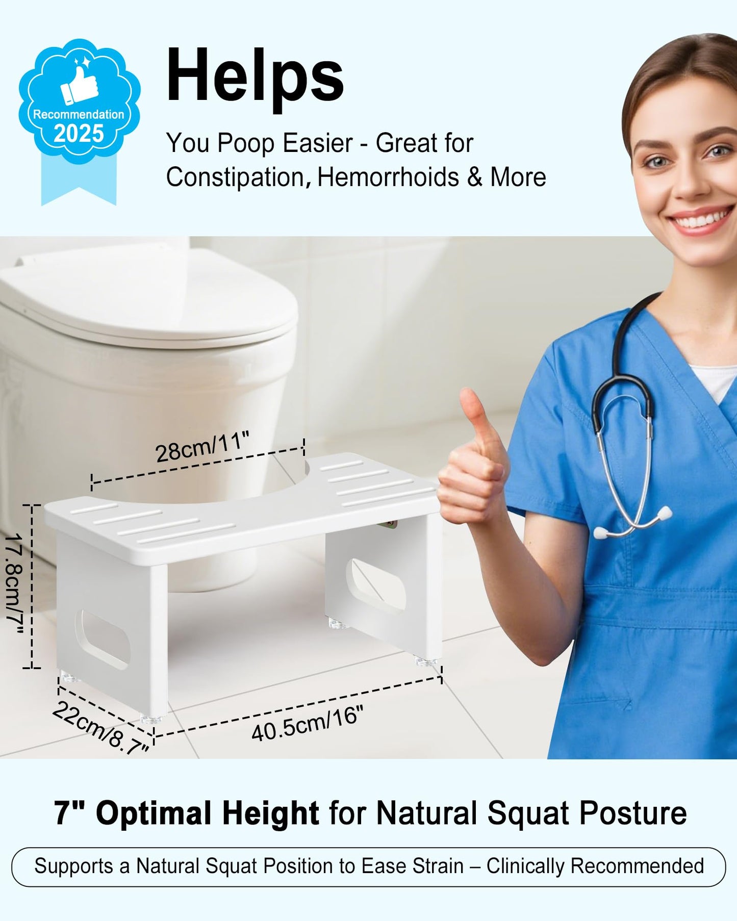 YOSE Squatting Potty for Adults, Foldable Bamboo Toilet Stool Squat Adult, No Assembly Required, Sturdy Poop Stool Adult for Small Bathrooms, Space-Saving Bathroom Foot Stool