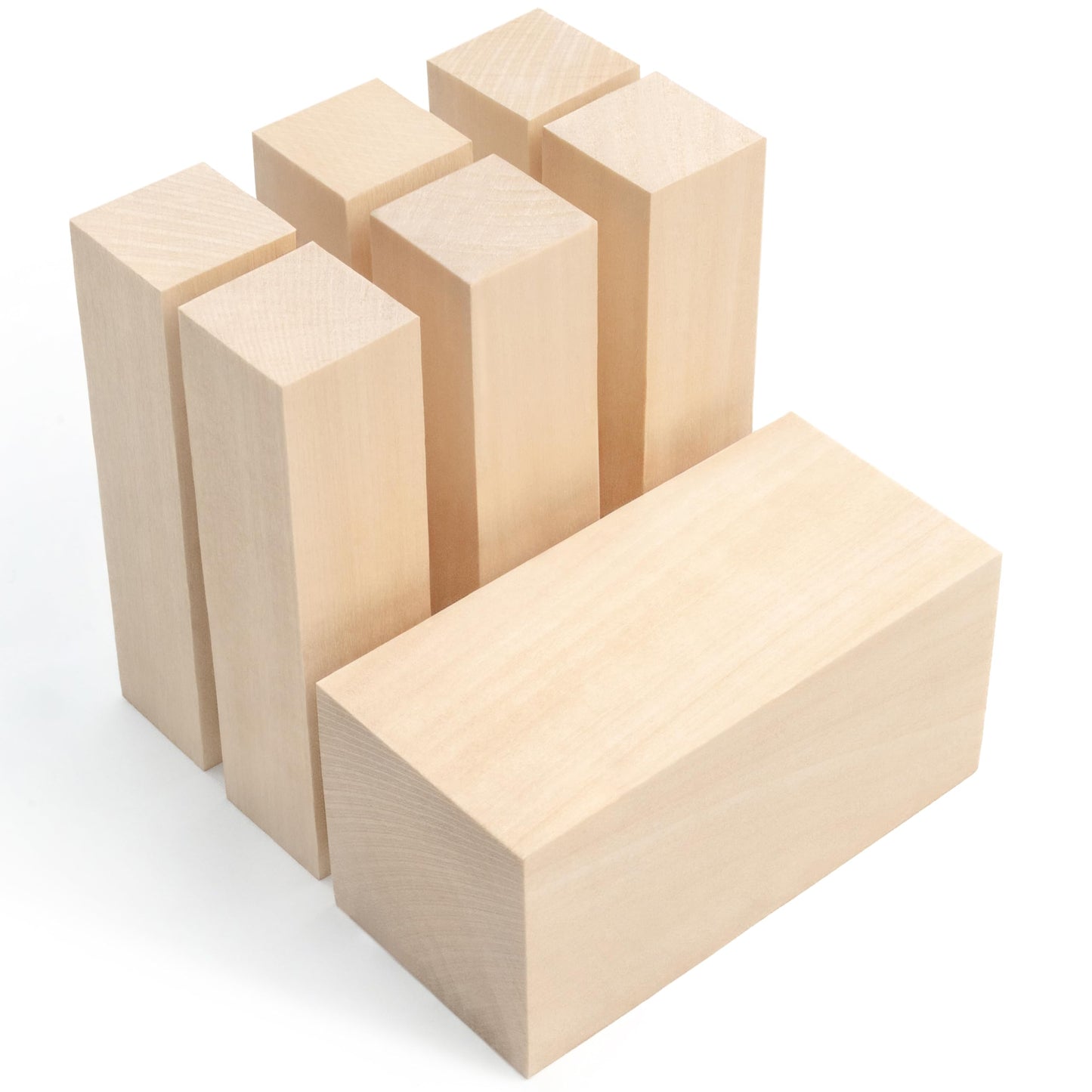 BeaverCraft Basswood Carving Blocks 7PCS Whittling Wood Kit - Soft Wood Block for Crafts, Basswood for Carving, Unfinished Wooden Blank Set BW7
