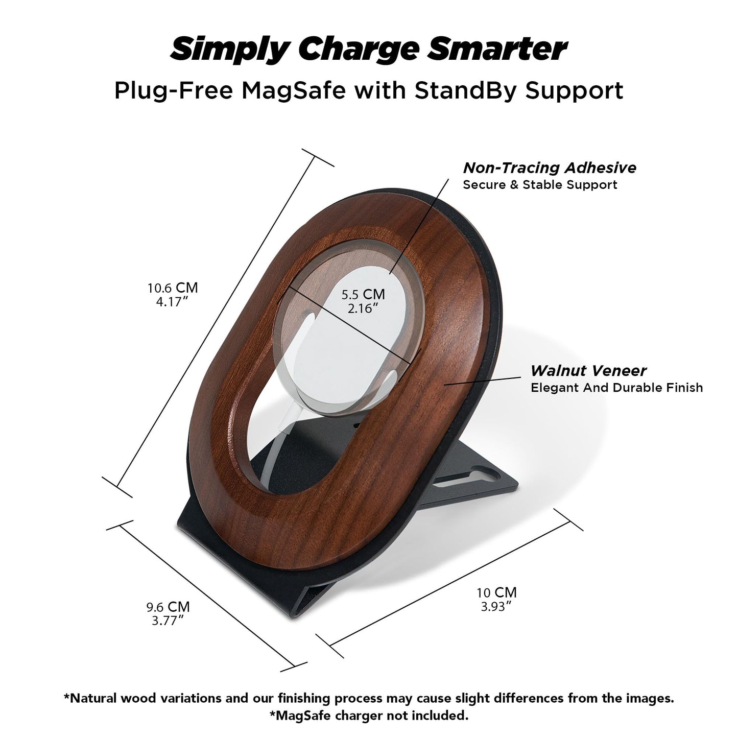 ULTRARM Moodular Add-ons Phone Stand for Magsafe (Charger Not Included) [Accessory Only - Requires Moodular Wooden Monitor Stand Slide Rails for Use] Black MSA-MS
