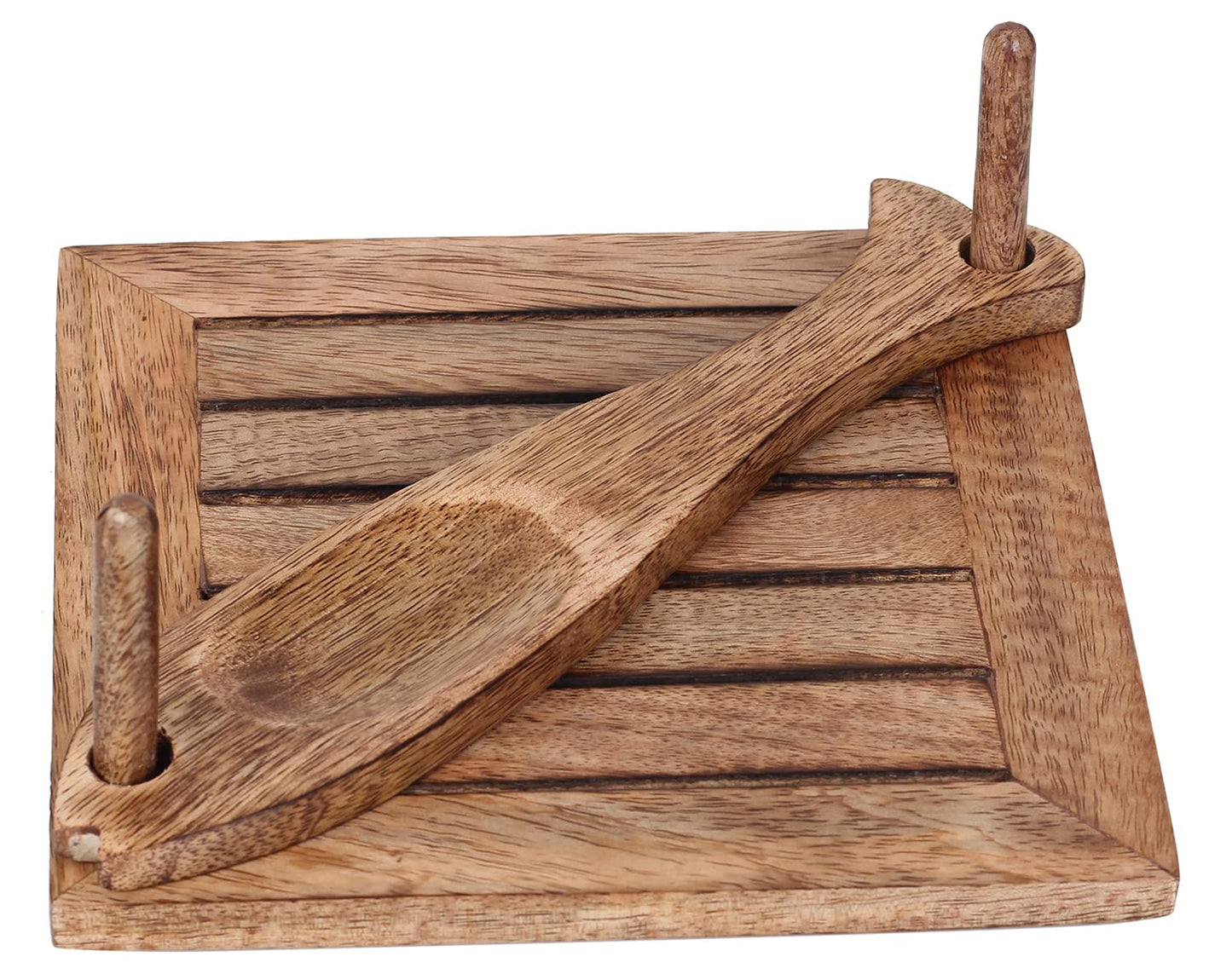 eTroves Wooden Napkin Holder Flat Tray Weighted Fish Shape Bar on Top With Toothpick Holder, 8 Inch, Brown
