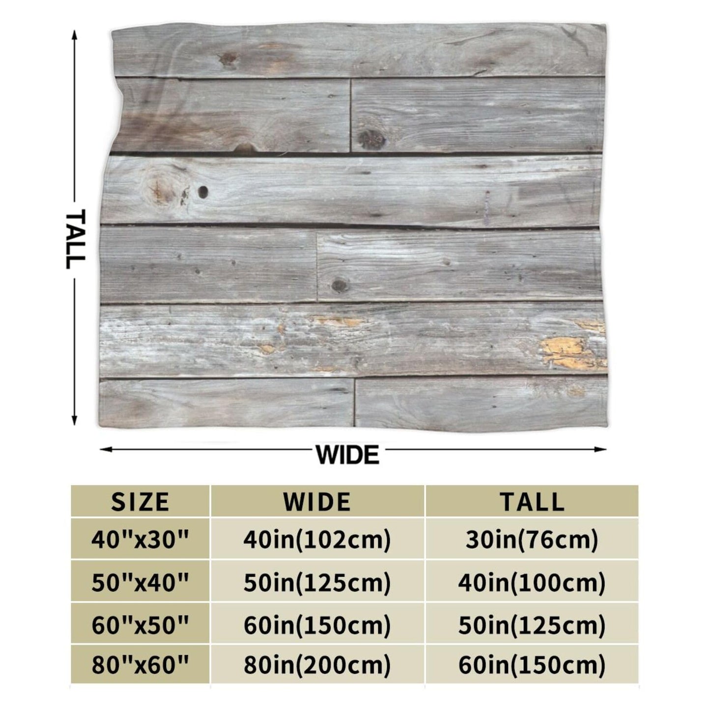 50"X40" Weathered Wooden Planks Texture Soft Flannel Blanket - Lightweight and Quick Drying, Used for Home, Travel, Camping