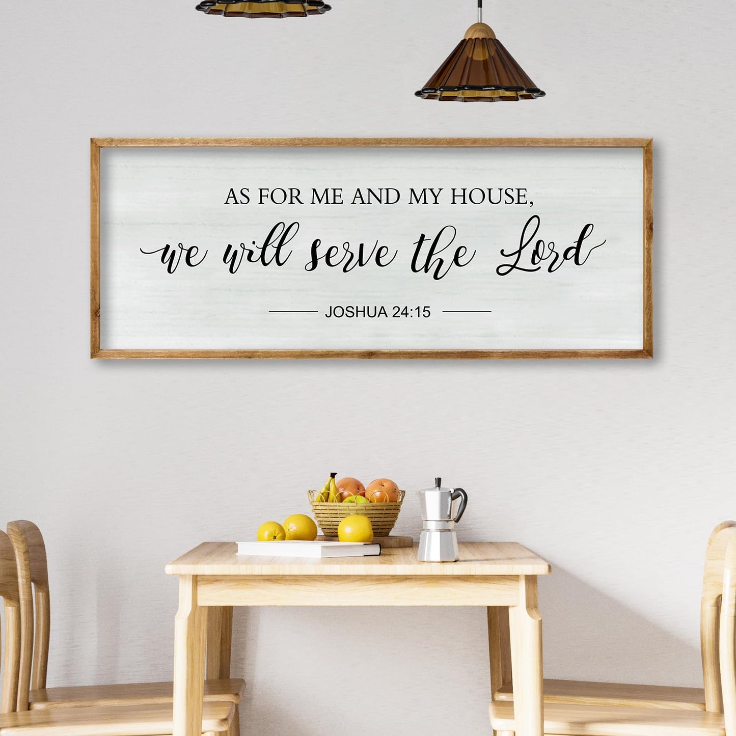 RLWangChao As for Me and My House We Will Serve the Lord Wall Decor 40"×15" Family Living Room Wood Framed Home Sign Joshua 24 15 Bible Verse Christian Plaque Hanging Wall Art (Wood)