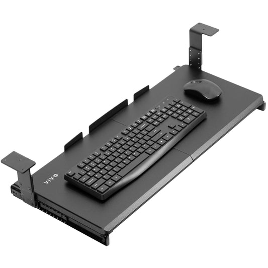 VIVO Large Height Adjustable Under Desk Keyboard Tray, 27 x 11 inch Slide-Out Platform Computer Drawer for Typing, Black, MOUNT-KB27HB