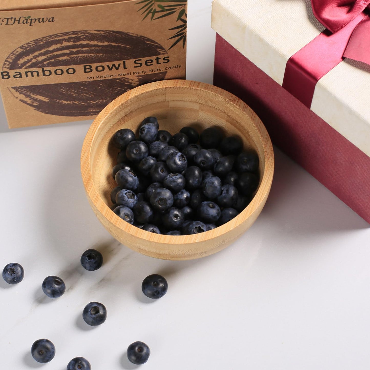 ZTHapwa Soup Bowls Set of 2 for Dessert/Cereal/Pasta/Fruit | Natural Bamboo Serving Bowls for Nuts/Candy/Snacks/Pistachio | Charcuterie Accessories for Dipping/Condiments/Sauce | 15.21 oz Capacity