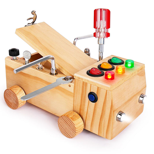 OAKJAR Montessori Schraubendreher Brett, Montessori Busy Board Spielzeug ab 2-6 Jahr, Montessori Activity Board Holzspielzeug Motorikspielzeug Lernspielzeug für Babys Kleinkinder Jungen Mädchen