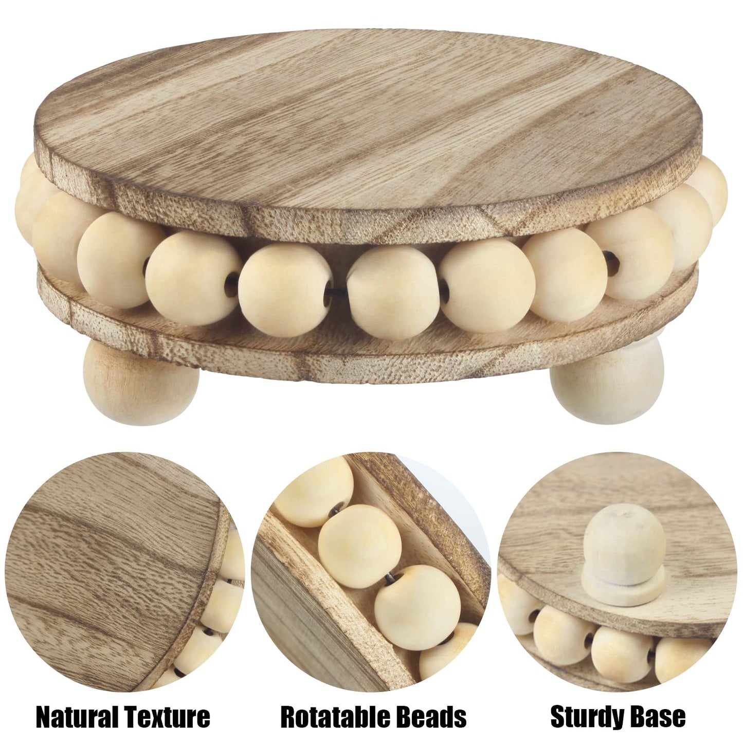 yunmanqiji Round Wood Pedestal Stands for Decor, 2-Pack