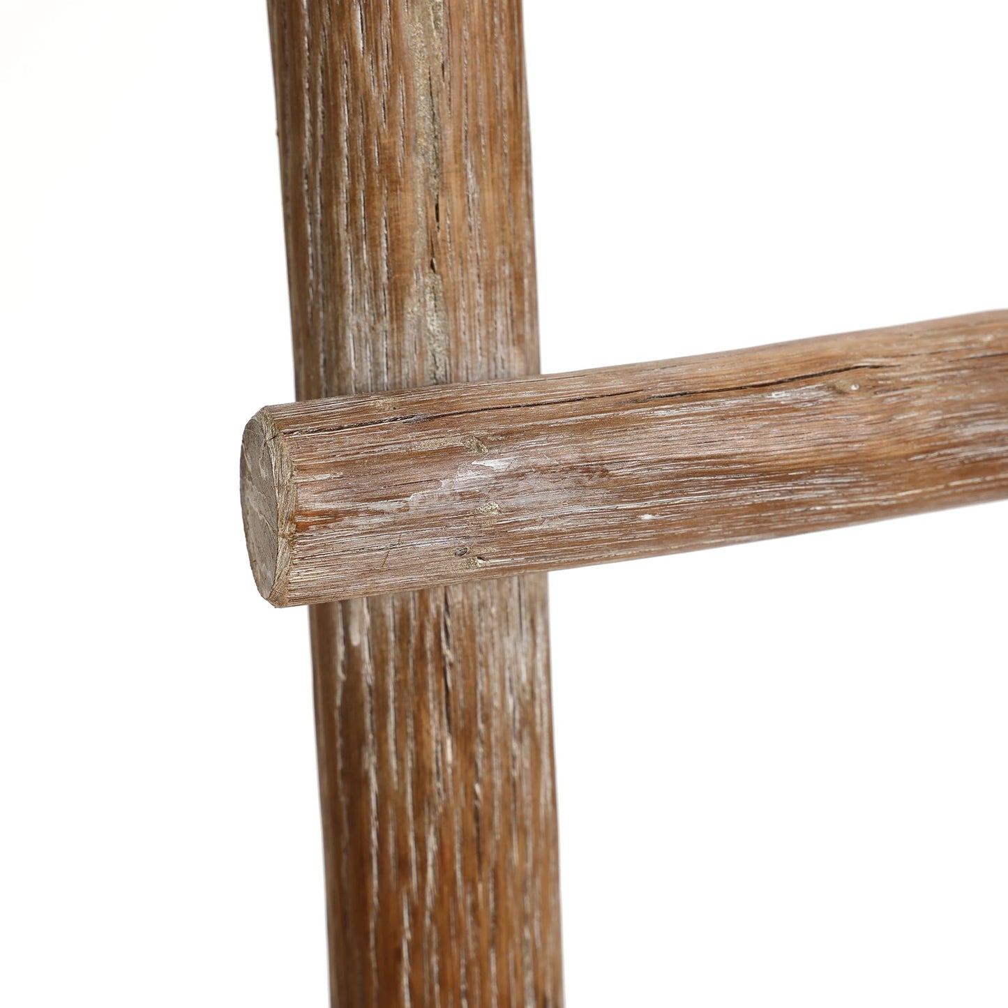 LuxenHome 60-Inch Tall Solid Wood Natural 4-Rung Blanket Ladder
