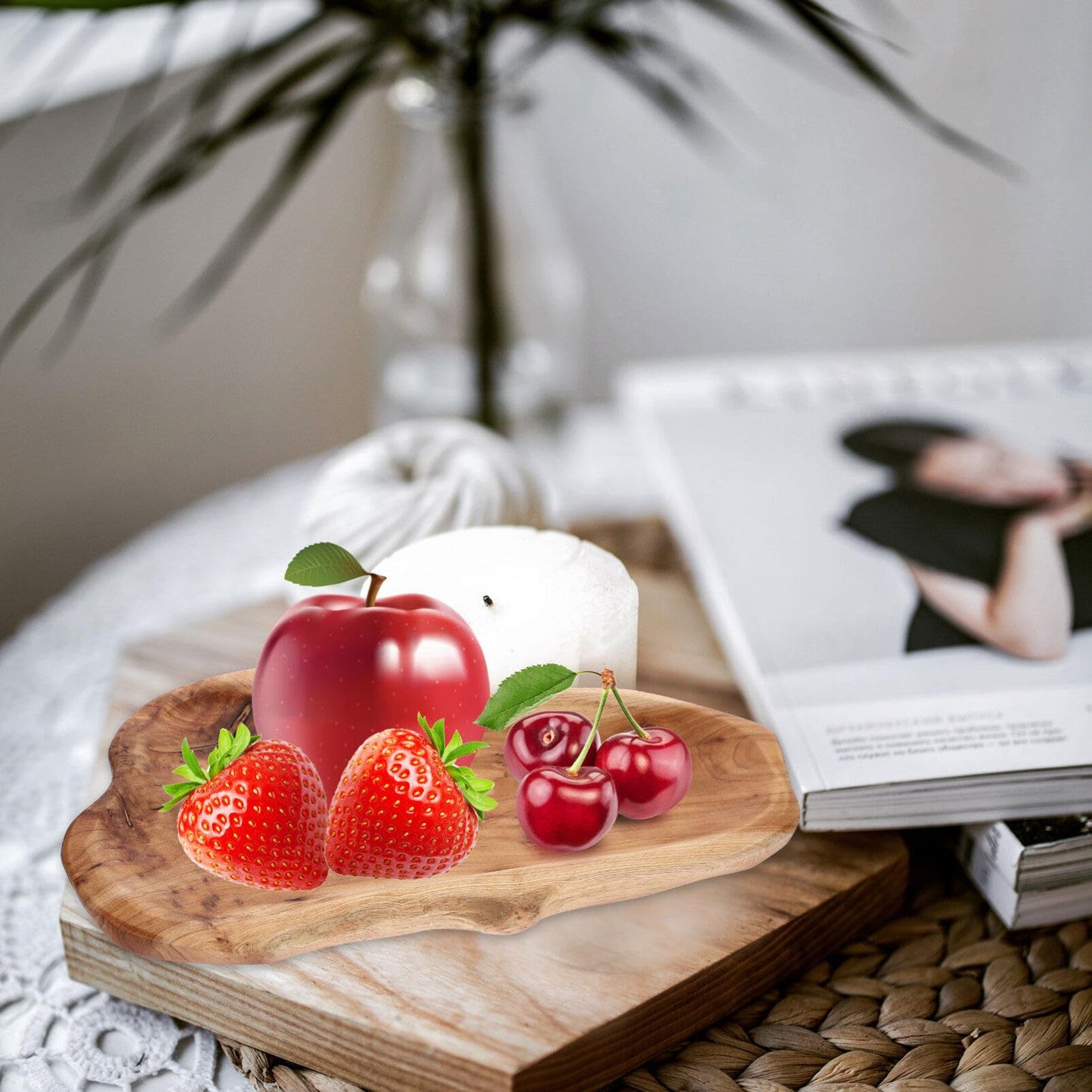 UPKOCH Bamboo Serving Tray 11.41X6.49 Inch Irregular Root Carving Wooden Fruit Bowl Multi-Functional Kitchen Platter for Snacks Salad and Entertaining