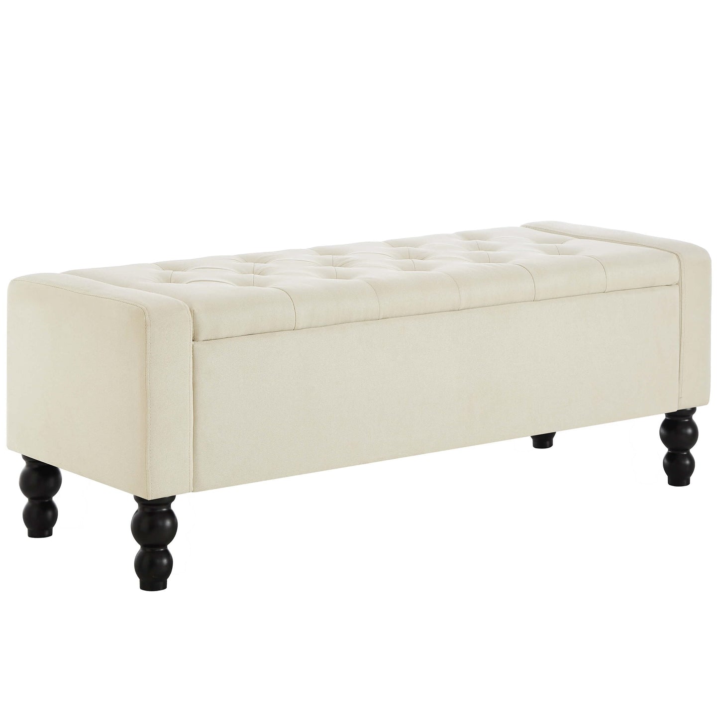 DRM‘SCUUM 50" W Storage Ottoman Bench with Safety Hinge, Load up to 660 lb Ottoman with Storage, Upholstered Tufted Entryway Bench with Seating for Living Room, Bedroom, (Beige)