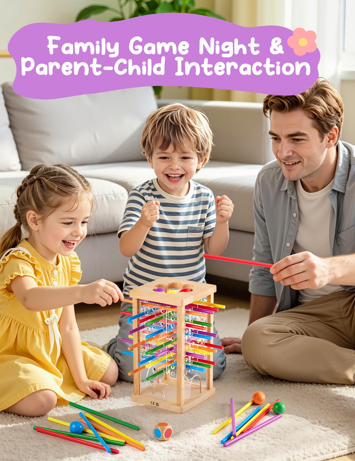 Montessori Wooden Board Game for Kids 4-6，Math Educational, Fine Motor Skills Toy for 3+ Year Olds Girls Boys, Classic Table Game for Family Night Gift for Boys and Girls
