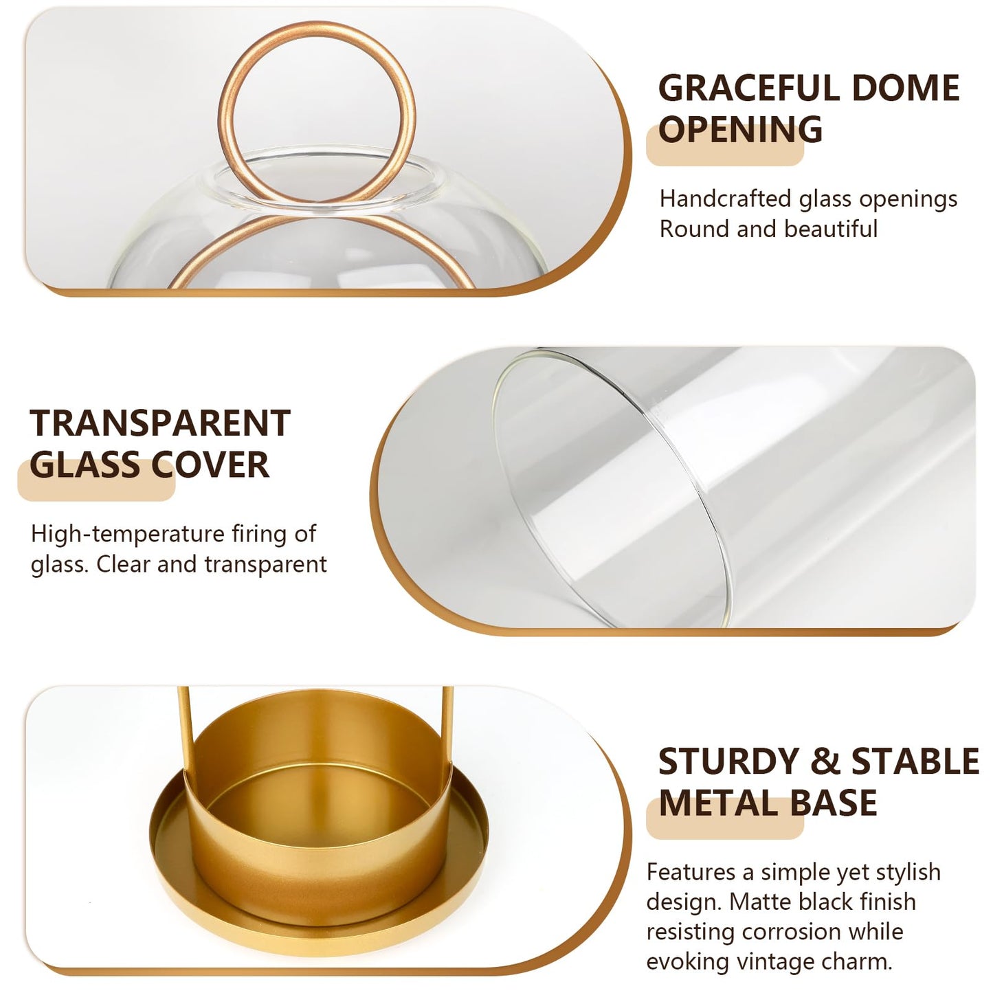 GLUUFLOWER 5"&4" Hurricane Glass Candle Holder Set - Hanging Pillar Candle Lantern with Glass Chimney, Metal Frame for Wedding Centerpieces Dining Table Mantel Holiday Home Decor