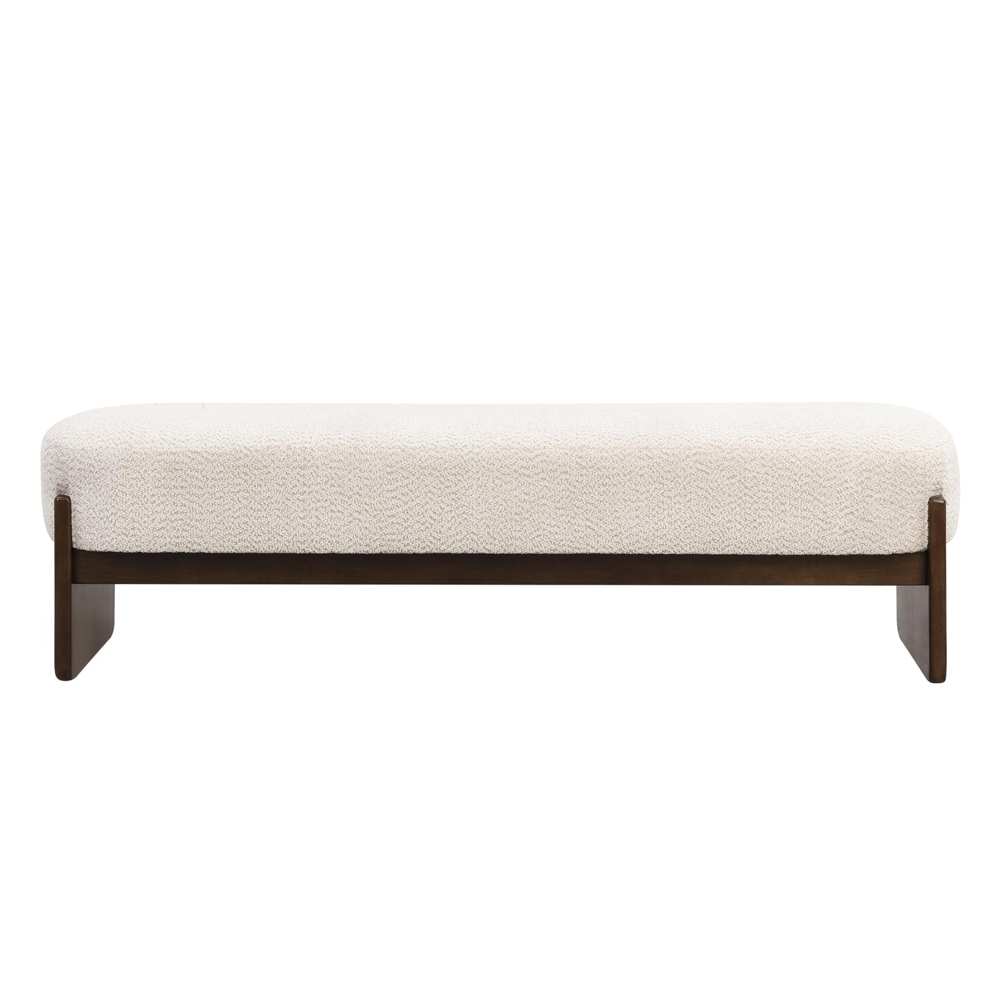 Christopher Knight Home Arden Minimalist Style Rectangular Loop Yarn Fabric Ottoman Bench, Rubberwood Frame, Entryway Bench, Living Room Sofa Extra Seat, End of Bed Footstool, Beige+Brown