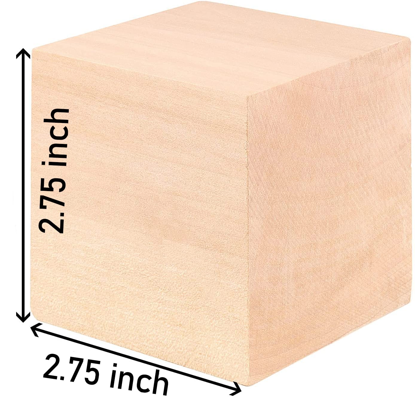 HOIGON 4 PCS 2.75 x 2.75 x 2.75 Inch Wooden Cubes Blocks, 2-3/4 Inch Natural Square Unfinished Wood Blocks Craft Cubes for Crafts Carving Painting DIY Projects