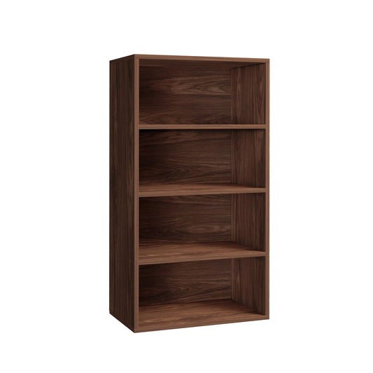 ELYUP Basic Open Shelf Bookcase – 4-Tier Extra Deep Wooden Bookshelf, Storage Shelves with 11-Inch Depth, Black Walnut