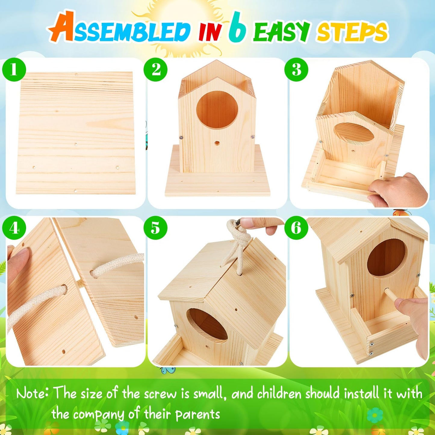 Liliful 2 Pack DIY Wooden Birdhouse Kit, Crafts for Kids and Adults, Bird House with Paint and Paintbrushes Painting Kits for Boys and Girls, Spring Birthday Classroom Gifts for Ages 4-8