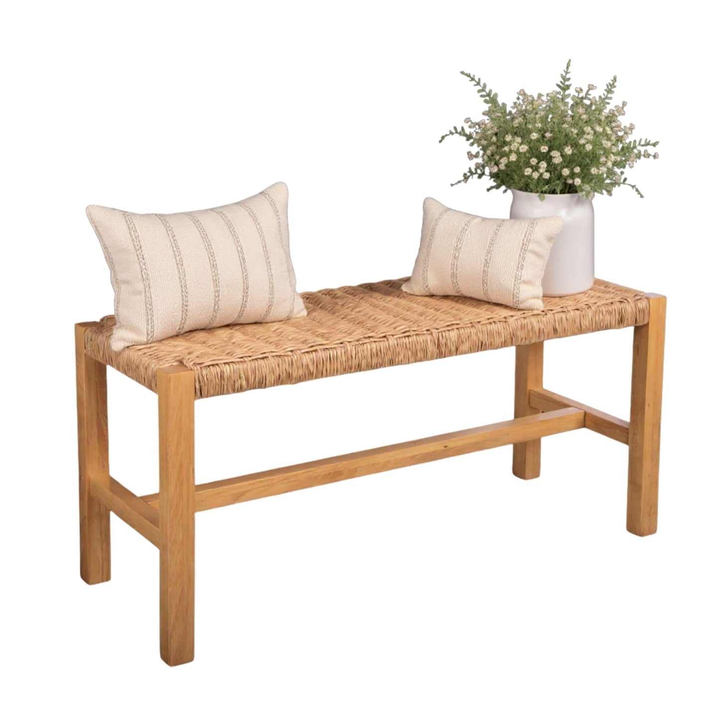 Alaterre Furniture Newport 40 Inch Solid Wood Entryway Bench - Modern Farmhouse Indoor Decorative Bench with Handcrafted Woven Rope Seat - Furniture for Entryway, Dining Room, or Kitchen (Natural)