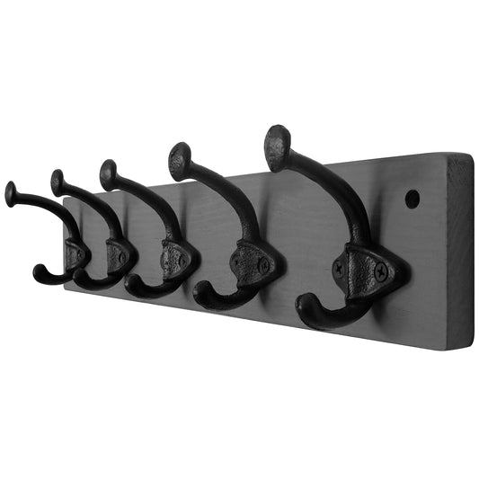 WEBI Rustic Coat Rack Wall Mount,5 Cast Iron Hooks,Coat Hooks Wall Mounted,Heavy Duty Antique Vintage Hooks for Hanging Coats,Jacket,Clothes,Gray
