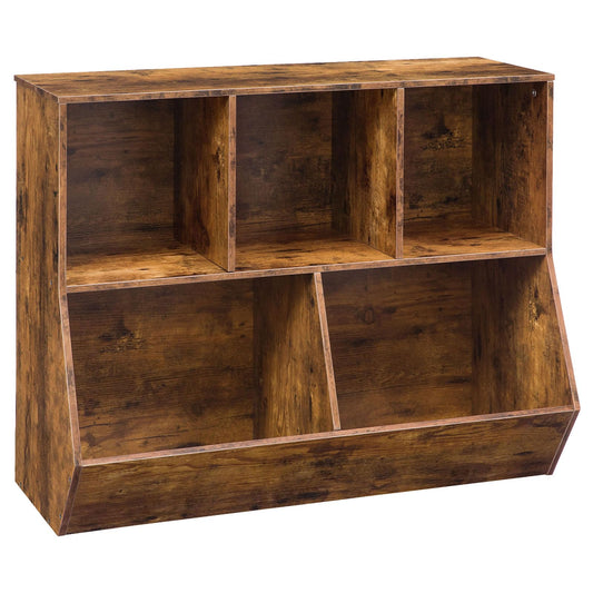 HOOBRO Kids Bookshelf, Bookcase Footboard, Toy Storage Cubby, 35.4" L Children's Toy Shelf, Toy Storage Cabinet, Fit for Children's Room, Playroom, Hallway, Kindergarten, Rustic Brown BF32CW01