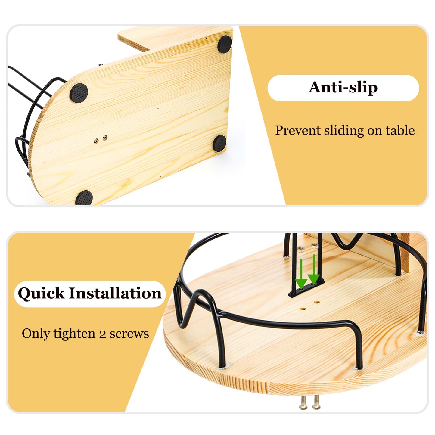 WRINGKIT Wood Paper Towel Stand, Towel Roll Napkin Holder Caddy with 2 Spice Compartments, Papertowel Holder for Kitchen Countertop with Heavy Duty Non-Slip Base, Fits Standard or Jumbo-Sized Rolls