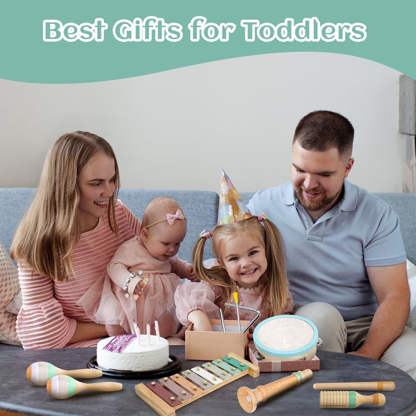 Raimy Kids Musical Instruments Set, Neutral Colors Wooden Montessori Toys
