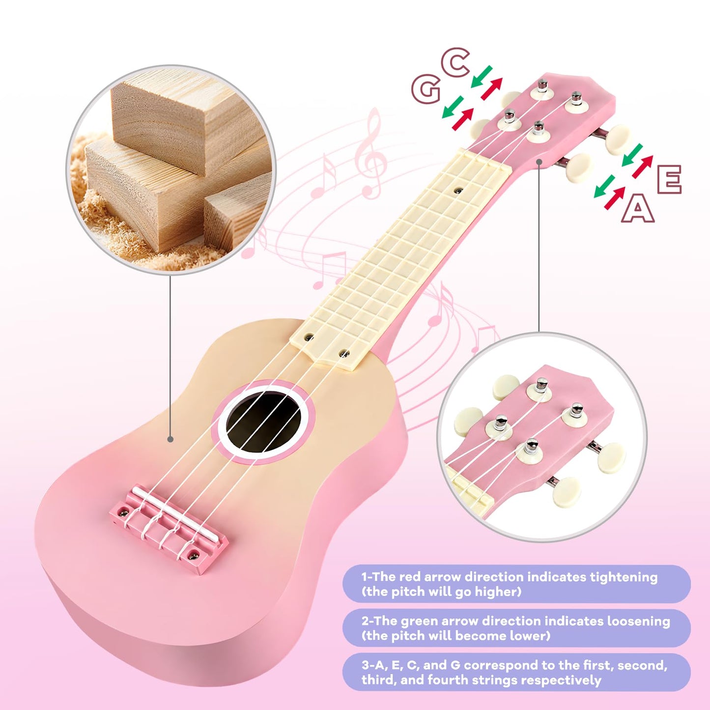 Pink Kids Guitar Set - 8 in 1 Toddler Montessori Musical Instruments