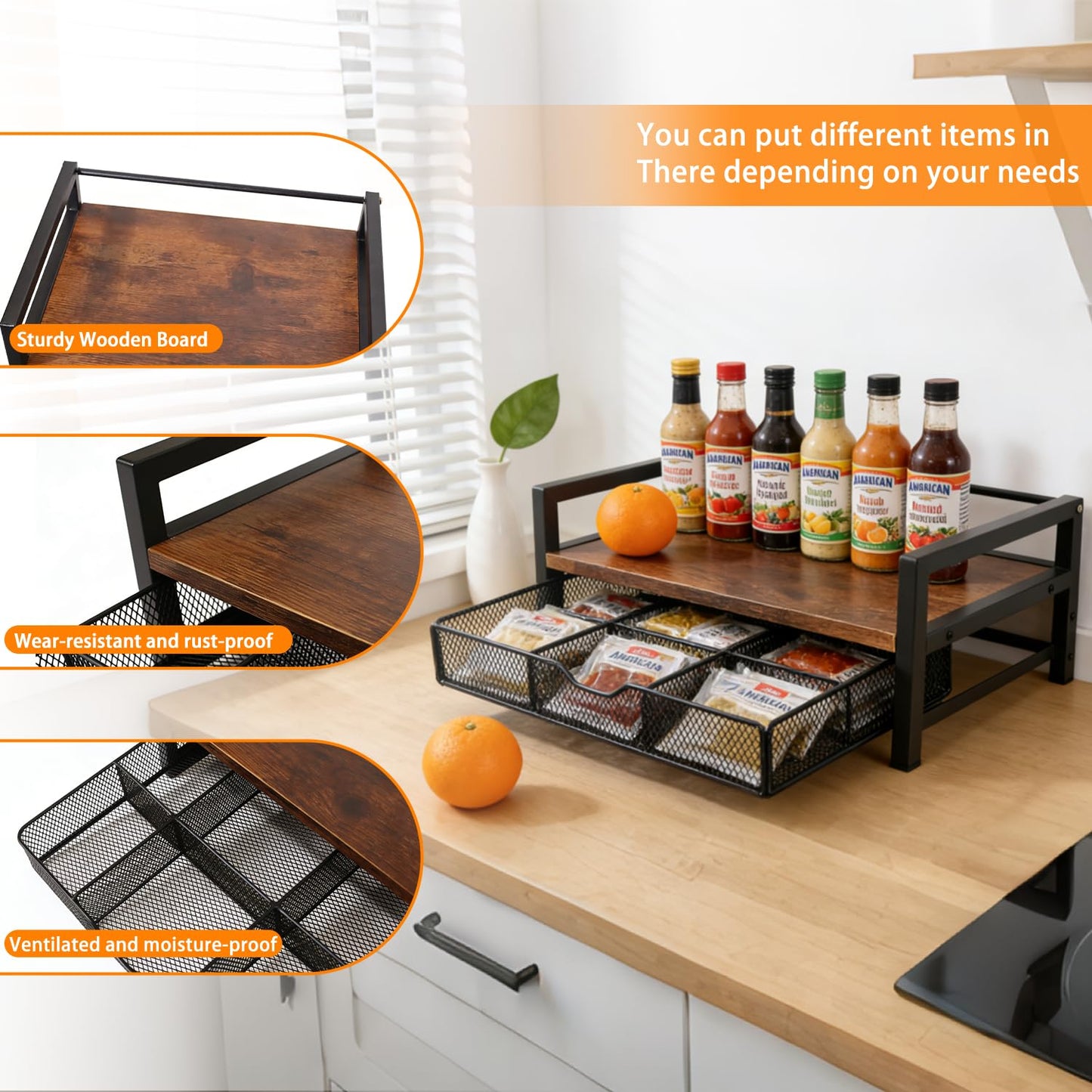 Tea Bag Organizer, Extra Large Tea Organizer Station and Storage Chest