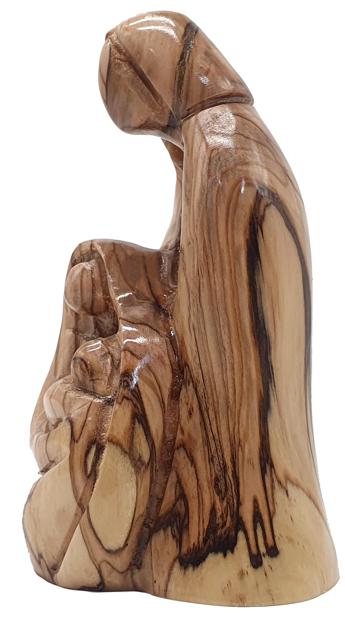 Zuluf Olive Wood Holy Family Nativity 4.9" - Hand Carved Mary Joseph Baby Jesus Figurines Christmas Scene Holy Land HOF050