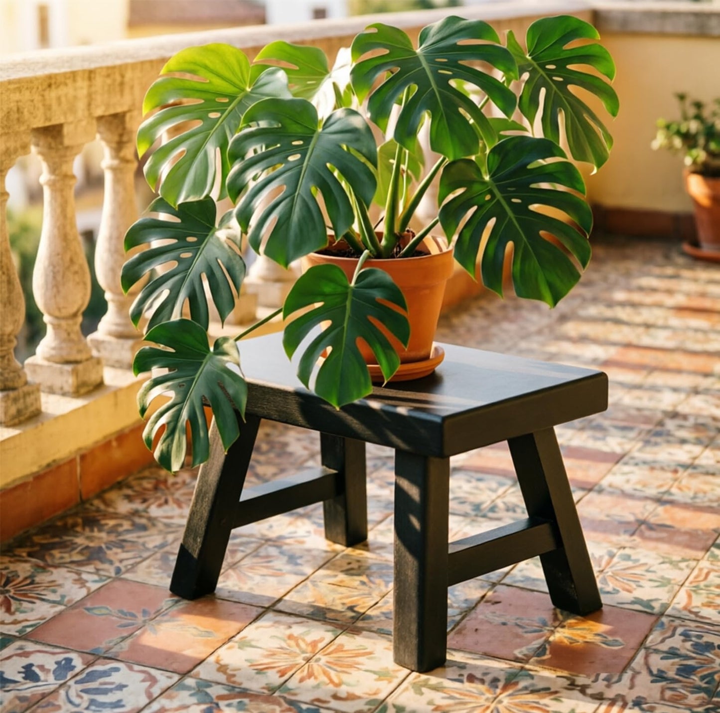 Wooden Step Stool fo Kids Handcrafted Solid Wood Stool with Chamfered Edges, 11" L x 7" H x 7.10" W - Multi-Functional Footrest, Small Step Stool with Anti-Slip Caps - Durable and Sturdy