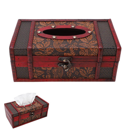 Classical Retro Wooden Antique Tissue Box, Wooden Tissue Box Vintage Style Wood Classic Texture Holder for Bathroom Toilet Living Room Kitchen
