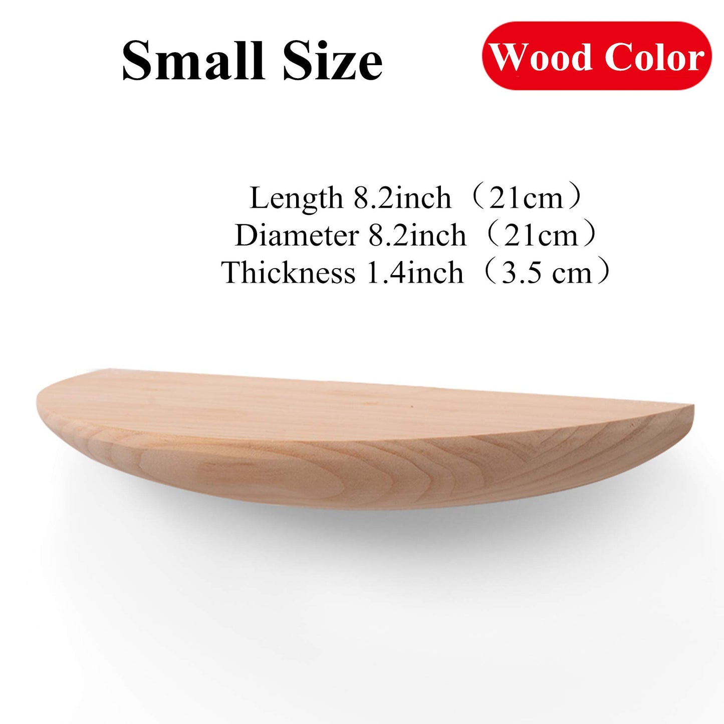 GWMWON Floating Shelves Wall Mounted, Solid Wood Wall Storage Shelves, Semi-Circle Floating Shelf, for Bedroom, Living Room, Bathroom, Kitchen, Office,Wood Color,Small