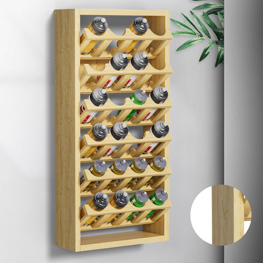 foriy 24 Can Spray Paint Holder – 6-Tier Wooden Aerosol Organizer Rack Wall Mounted Spray Can Organizer for Lubricant, Oil, Garage, Workshop, Craft Room, Space Saving Storage (14.2" L x 5" W x 30" H)